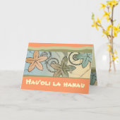 オレンジと黄色のハワイアンハッピーバースデーカード カード (黄色い花)