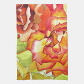 オレンジと黄色のバラの水彩画 キッチンタオル (縦)