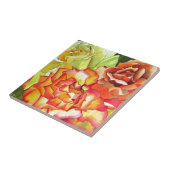 オレンジと黄色のバラの水彩画 タイル (側面)