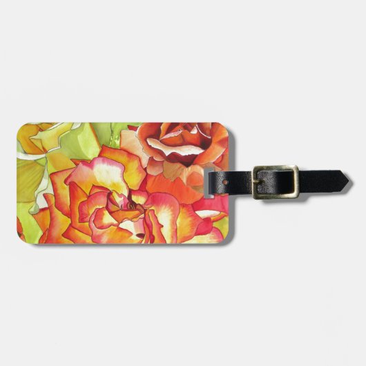 オレンジと黄色のバラの水彩画 ラゲッジタグ (正面横)