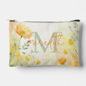 オレンジと黄色のフローラ パーソナライズされた アクセサリーポーチ (正面)
