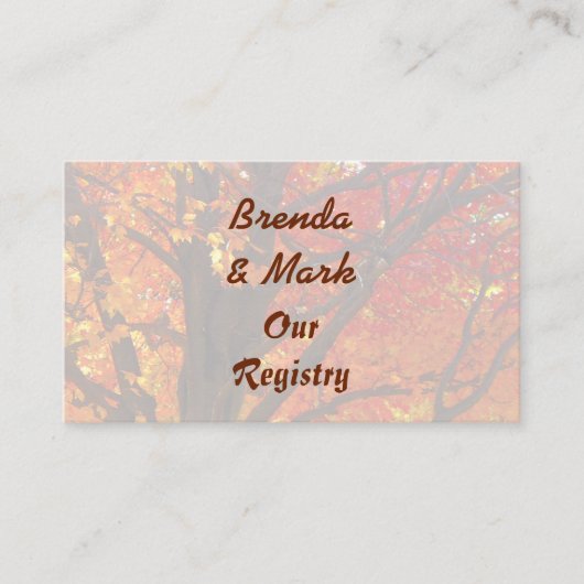 オレンジと黄色のレジストリカードの紅葉 エンクロージャーカード (正面)