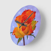 オレンジと黄色のローズアクリル壁時計 ラウンド壁時計 (傾斜)