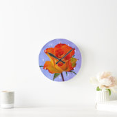 オレンジと黄色のローズアクリル壁時計 ラウンド壁時計 (ホーム)