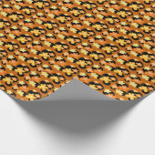 オレンジと黄色のヴィンテージの花 ラッピングペーパー (角)