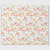 オレンジと黄色の夏の花柄 ラッピングペーパー (フラット)