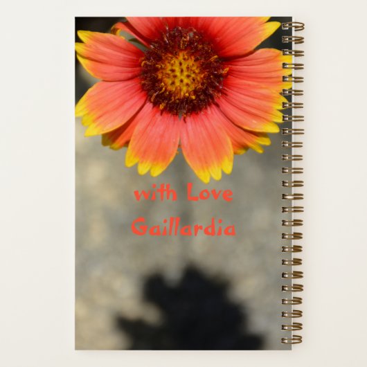 オレンジと黄色の庭師のガイラディアひまわり ノートブック (裏面)