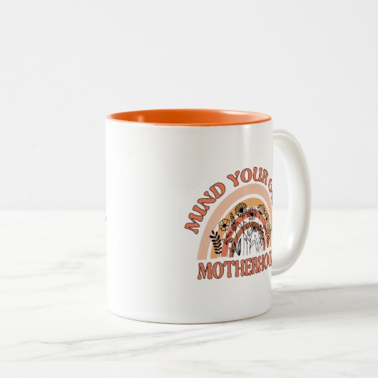 オレンジと黄色の心あなたの母性 ツートーンマグカップ (正面右)