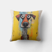 オレンジと黄色の抽象芸術犬 クッション (裏面)