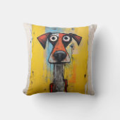 オレンジと黄色の抽象芸術犬 クッション (正面)