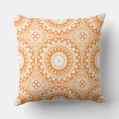 オレンジと黄色の放射曼荼羅のパターン クッション (裏面)