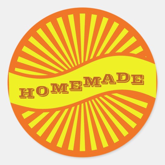 オレンジと黄色の日が差すことバナーホームメイドラベル ラウンドシール (正面)