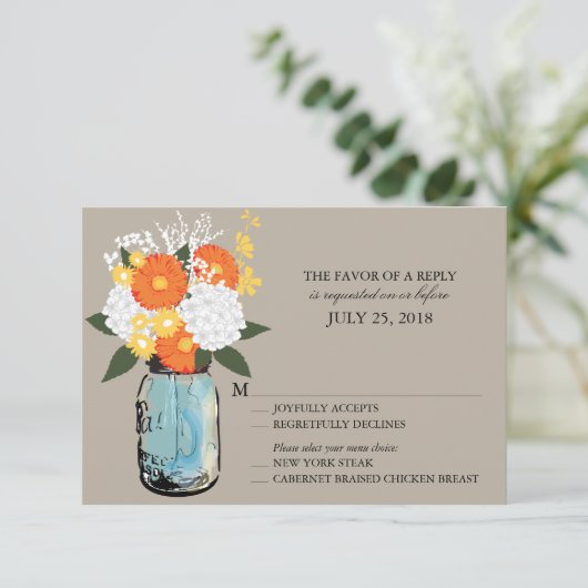 オレンジと黄色の柑橘系開花メイスンジャー | RSVP (スタンド正面)