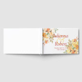 オレンジと黄色の水彩花のウェディングゲストのデザインをカスタマイズ ゲストブック (全面)