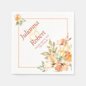 オレンジと黄色の水色のフローラナプキン スタンダードカクテルナプキン (正面)