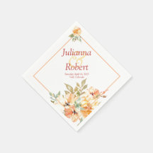 オレンジと黄色の水色のフローラナプキン