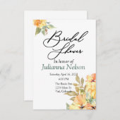 オレンジと黄色の水色のフローラ招待 招待状 (正面/裏面)
