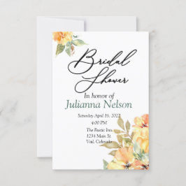オレンジと黄色の水色のフローラ招待 招待状