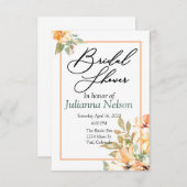 オレンジと黄色の水色のフローラ招待 招待状 (正面/裏面)