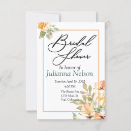 オレンジと黄色の水色のフローラ招待 招待状