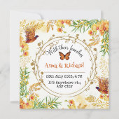 オレンジと黄色の水色のフローラ空白の結婚の シーズンカード (正面)