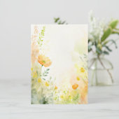 オレンジと黄色の水色のフローラ空白の結婚の 招待状 (スタンド正面)
