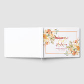 オレンジと黄色の水色のフローラ結婚のゲスト ゲストブック (全面)