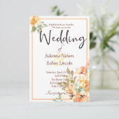 オレンジと黄色の水色のフローラ結婚のinvita 招待状 (スタンド正面)
