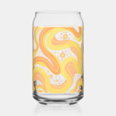 オレンジと黄色の渦巻き形にドットが付いている ガラス缶 (裏面)