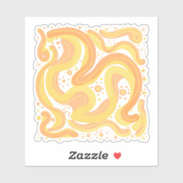 オレンジと黄色の渦巻き形にドットが付いている シール