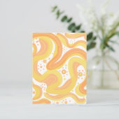 オレンジと黄色の渦巻き形にドットが付いている ポストカード (スタンド正面)