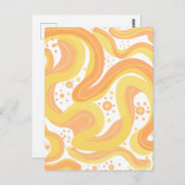 オレンジと黄色の渦巻き形にドットが付いている ポストカード (正面/裏面)