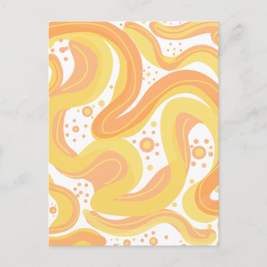 オレンジと黄色の渦巻き形にドットが付いている ポストカード (正面)