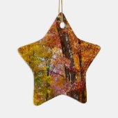 オレンジと黄色の秋ツリー秋の写真 セラミックオーナメント (右)