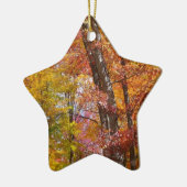 オレンジと黄色の秋ツリー秋の写真 セラミックオーナメント (左)