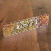 オレンジと黄色の秋ツリー秋の写真 デスクネームプレート (側面)