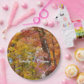 オレンジと黄色の秋ツリー秋の写真 ペーパープレート (パーティー)