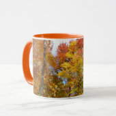 オレンジと黄色の秋ツリー秋の写真 マグカップ (正面左)