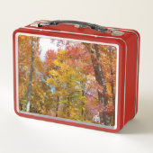 オレンジと黄色の秋ツリー秋の写真 メタルランチボックス (裏面)