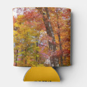 オレンジと黄色の秋ツリー秋の写真 缶クーラー (裏面)