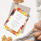 オレンジと黄色の秋結婚フローラの–3白色 招待状