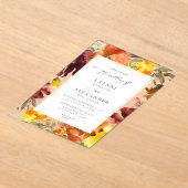 オレンジと黄色の秋結婚フローラ- 3 アクリル招待状 (レイダウン)
