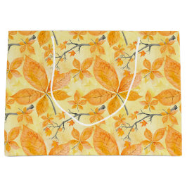 オレンジと黄色の紅葉 ラージペーパーバッグ