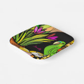 オレンジと黄色の緑のオウム ペーパープレート (傾斜あり)