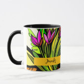 オレンジと黄色の緑のオウム マグカップ (左)