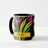 オレンジと黄色の緑のオウム マグカップ (正面左)