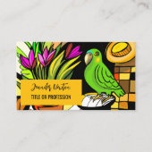 オレンジと黄色の緑のオウム 名刺 (正面)