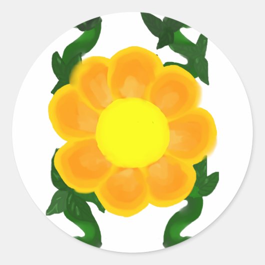 オレンジと黄色の花のシール ラウンドシール (正面)