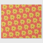 オレンジと黄色の花の紙ラッパー ラッピングペーパー (フラット)