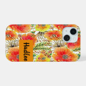オレンジと黄色の花のiPhone 15ケース iPhone 15ケース (裏面横)